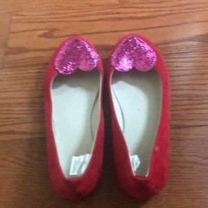 Sequin heart red flats❤️❤️❤️
